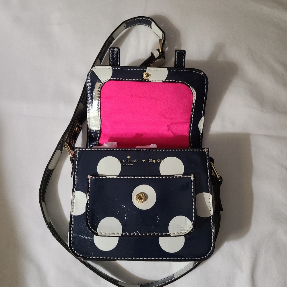 Kate Spade For Gap Kids Navy and White Polka Dot Crossbody Bag - Picture 9 of 14